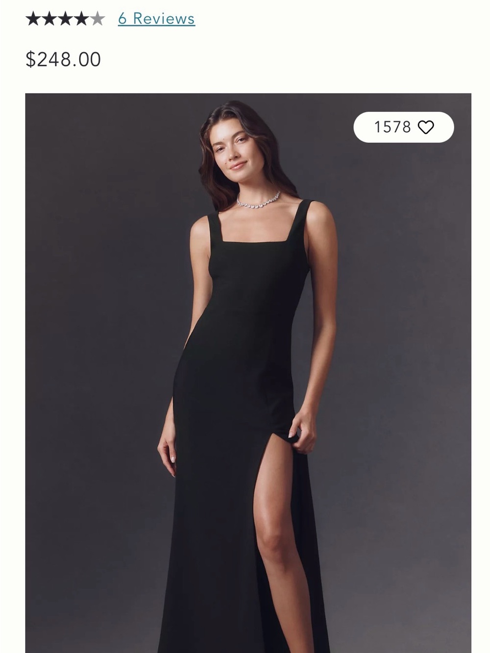 BHLDN Black One-Shoulder Slit Evening Gown- perfect condition! Worn once.